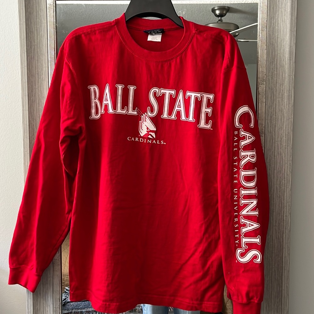 Red Long-Sleeve Ball State T-Shirt